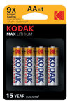 Kodak MAX Lithium AA batteri - 4-pack