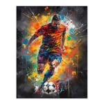 Football Striker Colourful Artwork Boys Bedroom Gift For Him Fan Man Cave Unframed Wall Art Print Poster Home Decor Premium