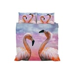Italian Bed Linen GOODNIGHT Microfibre Duvet Cover Set with Digital Print, Flamingo, Double