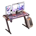 UNHO Bureau Gaming LED 140cm Gamer RGB pour Ordinateur Table PC Informatique Salon Chambre Lumière Ambiance - Noir