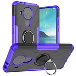 BRAND SET Case for Nokia 3.4/Nokia 5.4 with Metal Ring Holder, 2-in-1 Comprehensive Protection Ultra-thin and Durable Shockproof Tough Phone Cover for Nokia 3.4/Nokia 5.4-Purple