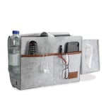 Bedside Storage Organiser | Hanging Storage Bag With Tissue Box & Bottle Holder | Thick Felt Caddy For Phone, Tablet, Magazines & Remote | Pukkr