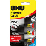 UHU Blister de 3 mini tubes colles gel Power glue Uhu. 1 gramme.