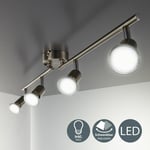 B.k.licht - plafonnier led 4 spots pivotants & orientables, 4 ampoules led 2,9W GU10, barre spots plafond salon salle à manger cuisine couloir, 2