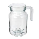 Glass Fridge Jug Small Pitcher with Lid Non Drip Spout Milk Juice Water Table