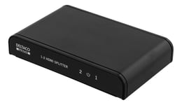 DELTACO PRIME HDMI-splitter, 1in, 2 ut, HDMI 2.0, 4K, UHD, svart