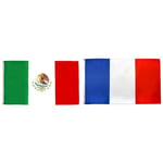 Az Flag - Drapeau Mexique - 90x60 cm - Drapeau Mexicain 100% Polyester Avec Oeillets Métalliques Intégrés & Drapeau France 90x60cm - Drapeau français 60 x 90 cm Polyester léger