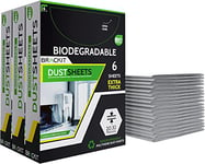 Brackit 18 Bulk Pack Biodegradable Large Plastic Dust Sheets for Decorating - 2.7m x 3.6m (12ftx 9ft) - 20 Micron - Embossed White Plastic Sheets - Waterproof Plastic Sheets for Painting & Covering