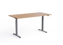 Wulff Höj och sänkbart skrivbord 160x80cm Färg på stativ: Silver - bordsskiva: Ek laminatskiva
