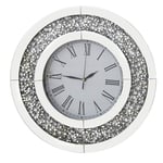 RICHTOP Wall Clock Large Round Diamond Crystal Mirror Silent Quartz Non ticking Clock For Home Office Living Room Bedroom Decoration-Circle Dia 50cm Silver (Battery NOT Included)