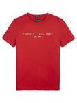 Tommy Hilfiger Boys Essential Logo T-shirt - Red, Red, Size 12 Years