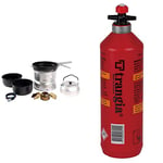 Trangia 25 Non-Stick Cookset with Kettle and Spirit Burner & Fuel Bottle with Safety Valve, 1 L