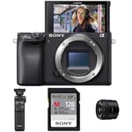 Sony Alpha 6400 | APS-C Mirrorless Camera (Content Creator kit "Lens Edition" including: Bluetooth Shooting Grip, E 11mm F1.8 Lens, Memory Card and Flash)