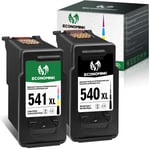 Economink 540XL 541XL Ink Cartridge remanufactured for Canon PG540XL CL541XL 540 541 XL Black and Tri-Colour for Pixma TS5150 MG3550 MG3650 MG3650s MG3200 MG3500 TS5151 MG2250 MX535 Printers (2-Pack)