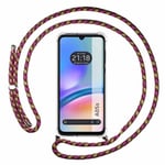 Tumundosmartphone Étui pendentif transparent pour Samsung Galaxy A05s avec cordon rose/doré