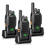 Retevis H777H Talkie Walkie, Talkie Walkie Professionnel avec Écran, Charge de Type C et USB Chargeur, Talkie-Walkie Longue Portée PMR446, VOX, Alarme Clignotantel pour Camping(Noir,3 Pcs)
