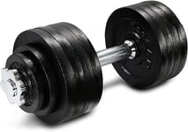 Yes4All DL2Z Cast Iron Adjustable Dumbbell Weight Set, 24 KG with 1 Handle