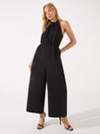 Ro&Zo Sophia Twist Neck Culotte Jumpsuit, Black