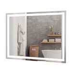 Badrumsspegel LED-spegel med justerbar ljusstyrka och färgtemperatur 80 x 60 cm