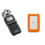 Zoom H5 4-Track Portable Recorder for Audio for Video, Music, and Podcasting, Stereo Microphones & LaCie Rugged USB-C, 5TB, Portable External Hard Drive, Drop, Shock, Dust, Rain Resistant