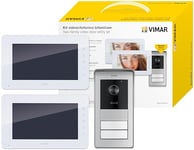 VIMAR K42931 Kit portier-vidéo en saillie contenant: 2 portiers-vidéo LCD 7" mains libres avec clavier capacitif, platine audio-vidéo, 2 alimentations 40103, 1 distributeur bus à 4 sorties