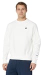 Champion Men's Crewneck, Reverse Weave, Heavyweight Fleece Sweatshirt, White Left Chest C, XL