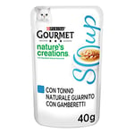 Gourmet - Crystal Soup - Lot de 32 bouillons pour Chat, avec du Thon Naturel et sa Garniture des crevettes, 40 g