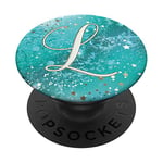 PopSockets Personalized Letter L Initial Monogram Turquoise Teal Blue PopSockets PopGrip: Swappable Grip for Phones & Tablets