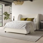 Off-White Velvet Double Ottoman Bed - Bergamo BGM001D