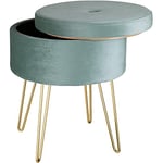 TecTake® Tabouret Repose Pied Pouf avec Rangement Pouf Salon Aspect Velours jusqu'à 300 kg Pieds en Acier Dorés Couvercle Amovible Design Moderne Cosy pour Coiffeuse, Salon, Chambre, Bureau, entrée