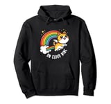 9th Birthday Funny Cat Rainbow On Cloud Nine Pullover Hoodie