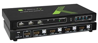 Techly IDATA-KVM-HDMI4U commutateur écran, clavier et souris Noir - Commutateurs écran-clavier-souris (3840 x 2160 pixels, 3840 x 2160 pixels, USB, USB, HDMI, Noir)