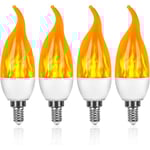 E14 LED-lampa, 3 Watt LED-flamlampa med 3 ljuslägen, 1800k vintage dekorativa lampor - 4-pack