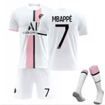 Fotbollssats Fotbollströja Träningströja Mbappe Adult Kids White Goodies Uppdatering av säsongen White 24（8-9Years）