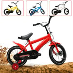 Vélo enfant Auxiliary 14" avec roues de soutien et frein à main pour fille et garçon de 3 à 5 ans.