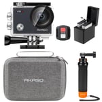AKASO V50 X Caméra Sport Kit de Poignée Flottant- Comprend 20MP Camera Sport 4K Etanche 30FPS avec Poignée Flottant pour Action Camera Sportive, Sac de Rangement, 2 Batteries et Plus
