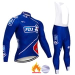 AJSJ 2019 New Cycling Team Bibs Pants Set Mens Winter Thermal Fleece Pro Bike Jacket Maillot Wear,Pic Color,Xxl