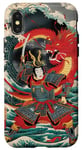 Coque pour iPhone X/XS Duel de dragon samouraï : Art tempête d'océan