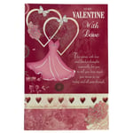 With Love - Sentimental Verse Morden Pink Dress & Heart Valentine's Day Card