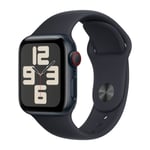 Apple Watch SE GPS + Cellular 40 mm, Midnat aluminium urkasse med, Midnat sportsrem - M/L