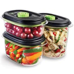 FoodSaver Boîtes alimentaires de conservation et marinade | 700 ml + 1,2 L + 1,8 L | Transparent / Noir | Boîtes alimentaires hermétiques sans BPA | Anti-fuite | Vont au lave-vaisselle | 3 unités