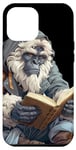 iPhone 14 Plus Cute anime blue bigfoot / yeti reading a library book art Case