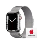 Apple Watch Series 7 (GPS + Cellular, 45mm) - Silver Stainless Steel Case with Silver Milanese Loop With AppleCare+