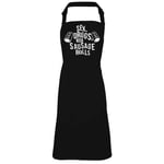 SMARTYPANTS Sex, Drugs And Sausage Rolls Apron- Funny Joke Cooking BBQ Baking Presents Gifts 65/35 Polycotton Blend Fabric 195 GSM Comfort Assured Machine Washable Up To 60 Degrees (Black)