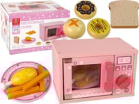 Leantoys Trä Mikrovågsugn Spis Mikrovågsugn Mat Rosa