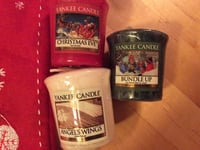 New Yankee Candle Red Christmas Stocking & 3 Votive Samplers 49g Xmas Fragrances
