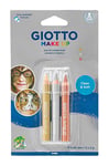 GIOTTO Crayons de maquillage doux métallique formule facile à laver 3 couleurs assorties idéal pour les enfants et les fêtes