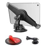 Cuxwill Tablet Holder for Car Windshield Dashboard, 360° Rotation Tablet & Camera Tripod Mount with Suction Cup for iPad Pro 12.9 11 10.5 9.7 iPad Air 5 4 3 2, GoPro Hero and All 9.5"~ 14.5" Tablets