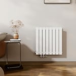 EMKE Radiateur Vertical, 630x620 mm, Radiateur Plat Avec Design À Raccordement Central, Radiateur À Panneaux Double Couche Mural, Blanc, 826 Watts