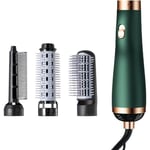 3 en 1 Brosse soufflante Peigne à cheveux automatique à friser-lisser-permer à température constante à ions négatifs - Vert